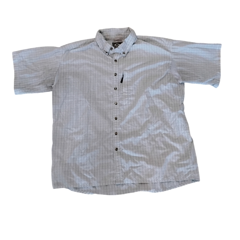 Drake Clothing Company Blue Plaid Short Sleeve Button Up Shirt Mens Size XL
